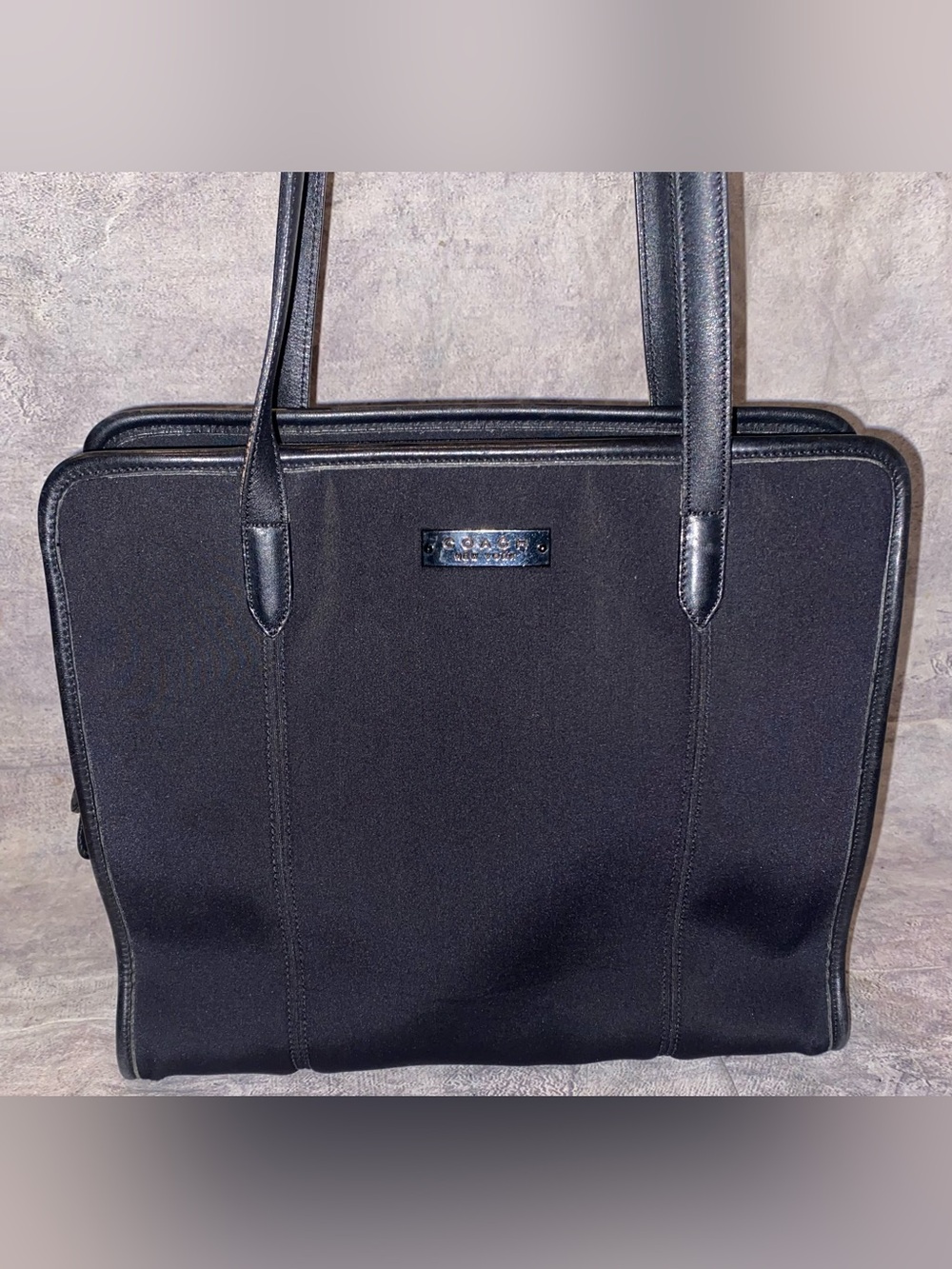 Vintage Coach Made In Italy East West Leather Neoprene Shoulder Bag Purse 6206